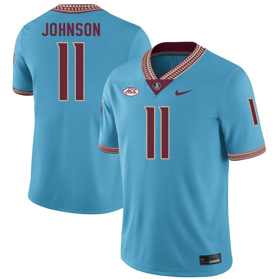 #11 Jermaine Johnson Florida State Seminoles Jerseys Football Stitched-Turquoise